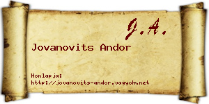 Jovanovits Andor névjegykártya